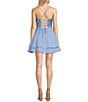 Color:Periwinkle - Image 2 - Spaghetti Strap Sweetheart Lace-Up Back 3D Mix Dress