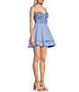 Color:Periwinkle - Image 3 - Spaghetti Strap Sweetheart Lace-Up Back 3D Mix Dress