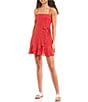 Color:Red/Ivory - Image 1 - Spaghetti Strap Tie-Waist Printed Ruffled Faux-Wrap Dress