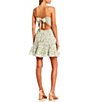 Color:Sage/Ivory - Image 2 - Spaghetti Strap V-Neck Open Tie Back Ruffle Hem Floral Dress