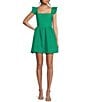 Color:Emerald - Image 1 - Flutter Sleeve Eyelet Lace Dress