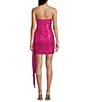 City Vibe Strapless Pleated Foil Tail Party Dress, Color:Hot Pink - Image 2