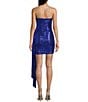 City Vibe Strapless Pleated Foil Tail Party Dress, Color:Royal Blue - Image 2