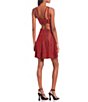 Color:Red Apple - Image 2 - Glitter Bow Back Fit-And-Flare Dress