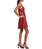 Color:Red Apple - Image 3 - Glitter Bow Back Fit-And-Flare Dress