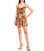 Color:Copper Multi - Image 1 - Tropical Floral Keyhole Tie Front Skater Dress