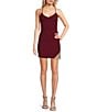 Color:Deep Ruby - Image 1 - V-Neck Fringe Trim Side Slit Cami Slip Mini Dress