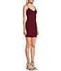 Color:Deep Ruby - Image 3 - V-Neck Fringe Trim Side Slit Cami Slip Mini Dress