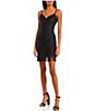 Color:Black - Image 3 - V-Neck Sleeveless Fringe Hem Wrap Dress