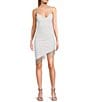 Color:White/Silver - Image 1 - V-Neck Wrap Side Asymmetrical Dress
