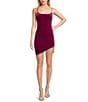 Color:Berry - Image 1 - Velvet Fringe Asymmetrical Hem Bodycon Dress