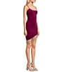 Color:Berry - Image 3 - Velvet Fringe Asymmetrical Hem Bodycon Dress