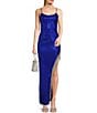 Color:Royal Blue - Image 1 - City Vibes Sequin Asymmetrical Fringe Hem Long Dress