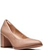 Color:Praline Leather - Image 1 - Artisan Freva55 Court Leather Block Heel Pumps
