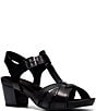 Clarks Artisan Kymber Glow Leather Block Heel Sandals - Image 1