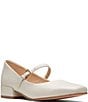 Color:Ivory Leather - Image 1 - Artisan Seren30 Buckle Leather Mary Jane Pumps