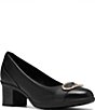 Clarks Artisan Shaya Lux Leather Block Heel Pumps - Image 1