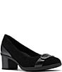 Clarks Artisan Shaya Lux Suede Block Heel Pumps - Image 1