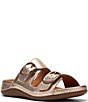 Clarks Cecily Step Metallic Leather Slide Sandals - Image 1