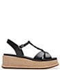 Color:Black - Image 2 - Signature Kimmei Twist Leather Raffia Wedge Sandals