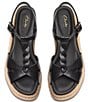 Color:Black - Image 5 - Signature Kimmei Twist Leather Raffia Wedge Sandals