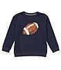 Color:Navy - Image 1 - Little Boys 2T-6 Long Sleeve Chenille Football Sweatshirt