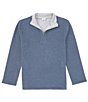 Color:Blue Heather - Image 1 - Big Boys 8-20 Long Sleeve 1/4 Zip Reversible Flatback Ribbed Pullover