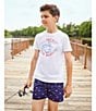 Class Club Big Boys American Flag Print Shorts, Color:Navy Flag - Image 3