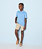 Color:Blue Bell - Image 2 - Big Boys 8-20 Feeder Stripe Short Sleeve Synthetic Polo