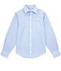 Color:Blue - Image 1 - Big Boys 8-20 Long Sleeve Non-Iron Gingham Dress Shirt
