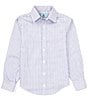 Color:Blue - Image 1 - Big Boys 8-20 Non-Iron Long Sleeve Blue Grid Dress Shirt