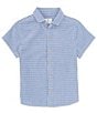 Color:Blue - Image 1 - Big Boys 8-20 Short Sleeve Geo Print Woven Shirt