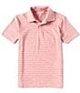 Color:Salmon - Image 1 - Big Boys 8-20 Short Sleeve Heather Feeder Stripe Synthetic Polo Shirt