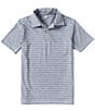 Color:Indigo - Image 1 - Big Boys 8-20 Short Sleeve Heather Feeder Stripe Synthetic Polo Shirt