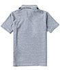 Color:Indigo - Image 2 - Big Boys 8-20 Short Sleeve Heather Feeder Stripe Synthetic Polo Shirt