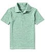 Color:Green - Image 1 - Big Boys 8-20 Short Sleeve Heather Feeder Stripe Synthetic Polo Shirt