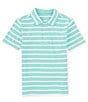 Color:Green - Image 1 - Big Boys 8-20 Short Sleeve Jersey Striped Polo Shirt
