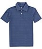 Color:Navy - Image 1 - Big Boys 8-20 Short Sleeve Synthetic Baseball Bat Print Polo Shirt