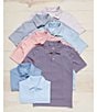 Color:Colony Blue - Image 3 - Big Boys 8-20 Short Sleeve Synthetic Micro Stripe Polo Shirt