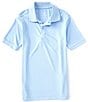 Color:Light Blue - Image 1 - Big Boys 8-20 Short-Sleeve Double-Knit Synthetic Performance Polo Shirt