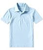Color:Blue - Image 1 - Big Boys 8-20 Short Sleeve Turtle Print Synthetic Polo Shirt