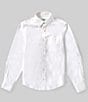 Color:White - Image 1 - Big Boys 8-20 Long Sleeve Stretch Oxford Dress Shirt