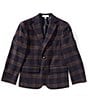 Class Club Big Boys Blurred Plaid Blazer, Color:Navy/Brown - Image 1