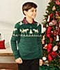 Class Club Big Boys Dog & Duck Intarsia Christmas Sweater, Color:Green - Image 2
