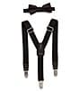 Color:Black - Image 1 - Boys Bow Tie & Suspenders Set