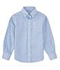 Color:Blue - Image 1 - Little Boys 2T-7 Long-Sleeve Non-Iron Micro Stripe Button-Front Shirt