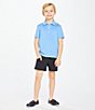 Color:Blue Bell - Image 2 - Little Boys 2T-7 Feeder Stripe Short Sleeve Synthetic Polo
