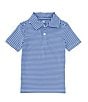 Color:Vista Blue - Image 1 - Little Boys 2T-7 Synthetic Short Sleeve Feeder Stripe Polo