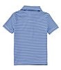 Color:Vista Blue - Image 2 - Little Boys 2T-7 Synthetic Short Sleeve Feeder Stripe Polo