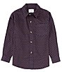Color:Navy - Image 1 - Little Boys 2T-7 Long Sleeve Fox Print Woven Button-Up Sport Shirt